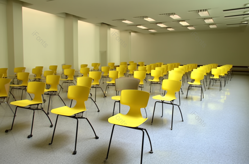 现代设计教室里黄色椅子摄影实拍,高清,摄影图,摄影图片,图片大全,摄影图免费下载